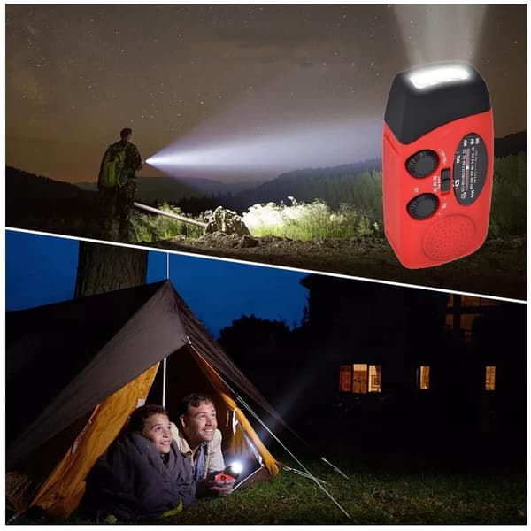Dynamoradio med solcellelader, nødradio og powerbank