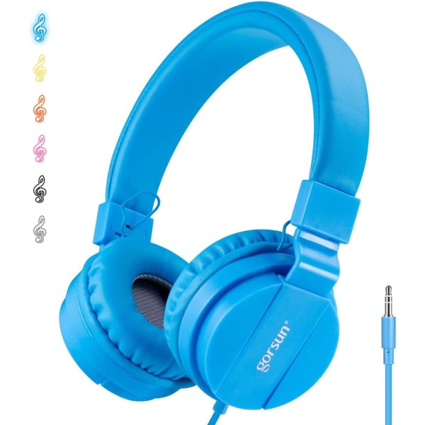 Vikbare hørelurer, On-Ear Audio Justerbara letta hørelurer for mobiltelefoner Smarttelefoner Iphone Bærbar datamaskin Mp3/4 hørelurer (blå)