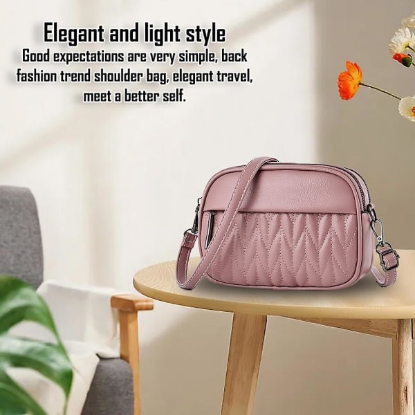 Allsidig Messenger Bag Enkel mjukt skinn liten väska Koreansk mjukt skinn Mobiltelefon Väska rosa