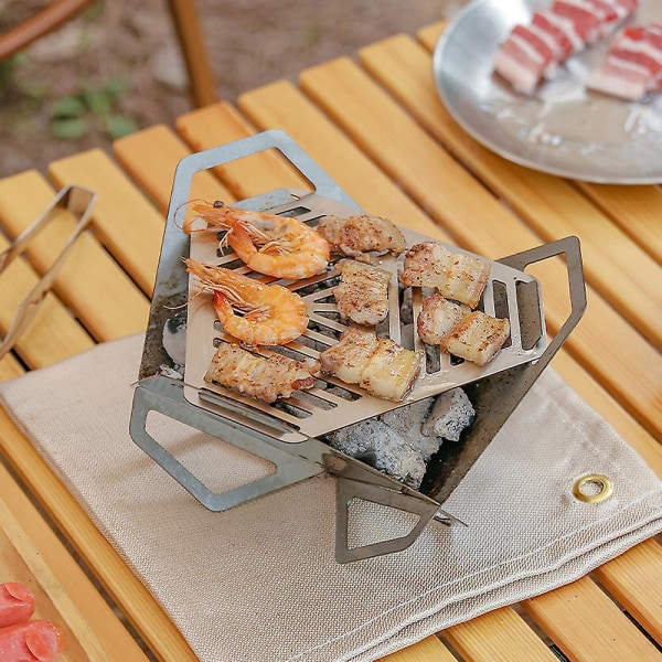 Utendørsgrill Mini Avtakbar Camping Grillstativ Bærbar Triangelspis