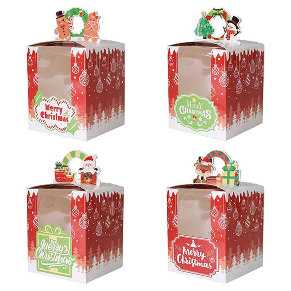 Julekageæsker Fönster Face Cup Cake Display Box Muffin 12PCS