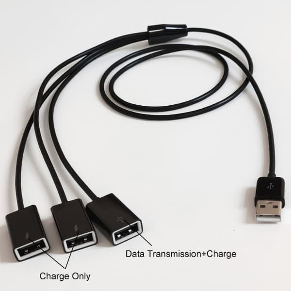 Bærbar 3 i 1 USB-splitter med flere USB-porte USB-forlængerkabel 1m/3.3ft Sort
