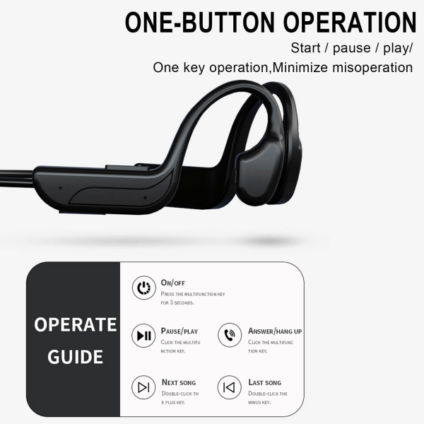 Bluetooth-kuulokkeet Benledning Langattomat kuulokkeet Urheilun ulkokäyttöön Stereo-kuulokkeet Kuulokemikrofoni Musta Svart