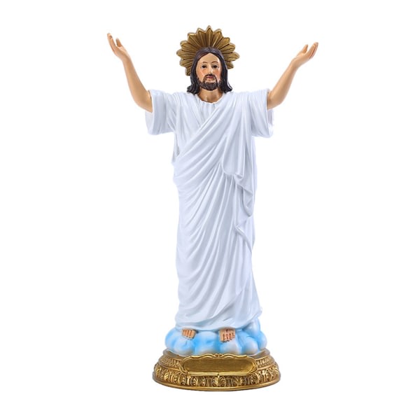 8,86 tommer høj Jesus-statue hellig genfødsel figur harpiks skulptur kristen religiøs gave påske hjem kapel dekoration