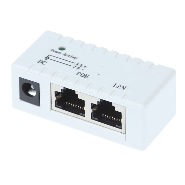 12V - 48V passiv POE-injektor för IP-kamera VoIP-telefonnätverk vit One Size white One Size