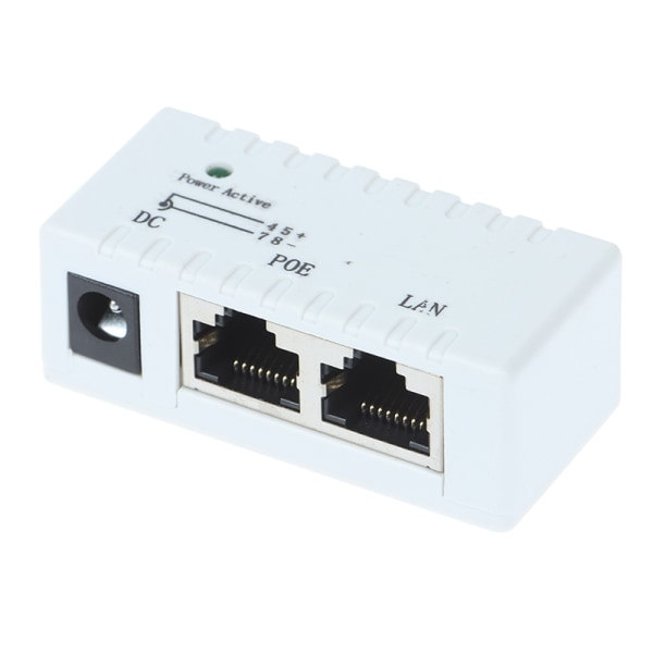 12V - 48V passiv POE-injektor til IP-kamera VoIP-telefonnetværk hvid One Size white One Size