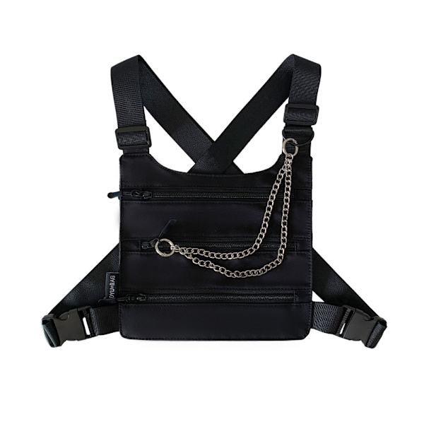 Multi Pocket Chest Bag Outdoor Vest Taske MED KÆDER MED KÆDER with Chains