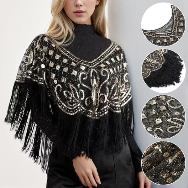 Flapper sjal paljett sjal FARGE 3 FARGE 3 Color 3