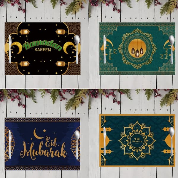 2 stk 32x42cm Eid Mubarak Bordmatter Bordduk