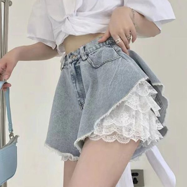 Blommiga spetssäkerhetsbyxor Shorts Underkjolkalsonger SVART L black L