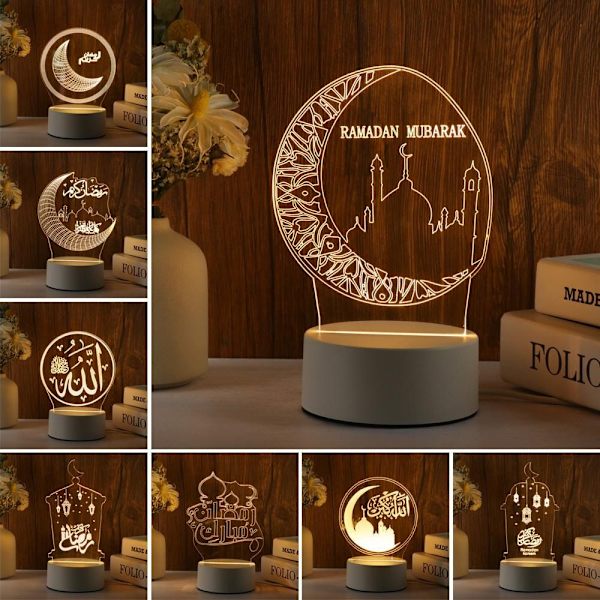 Eid Mubarak Nattlys Ramadan Kareem Dekor Lantern STIL