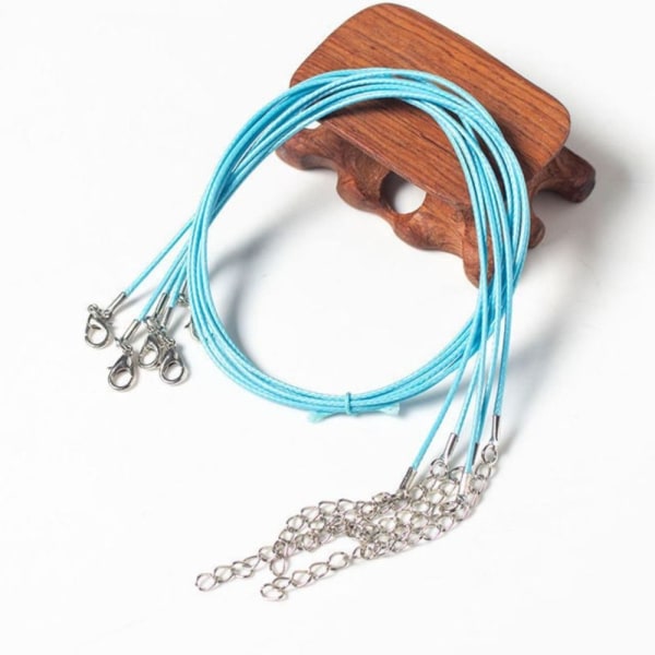 50 Stk Halskjede String Tau Lær Vokset Cord Kjede BLÅ Blue