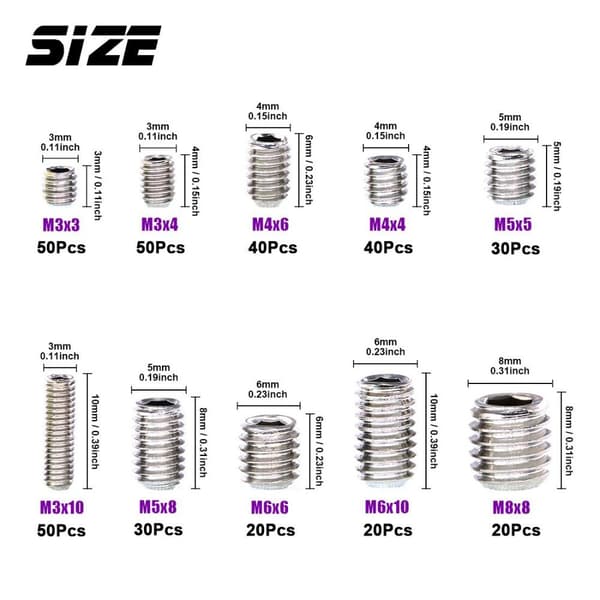 350 stk. Allen Head Skrue Socket Hex Skrue Settskrue
