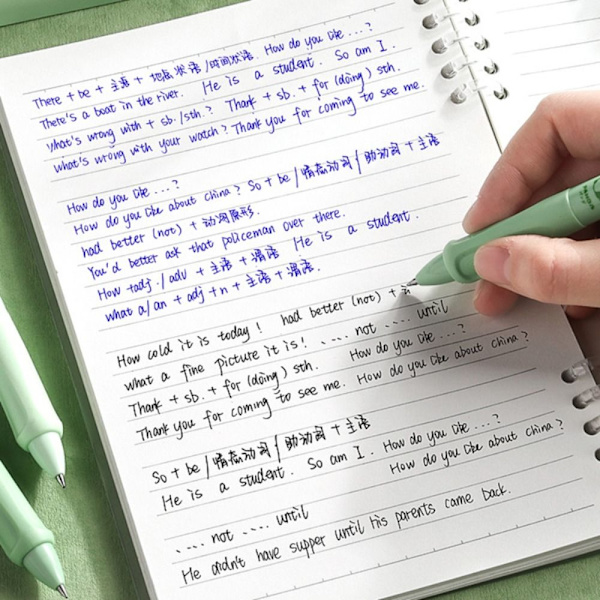 4 STK/Eske Sletbar Pen Gel Pen GRØN SORT Blæk SORT Blæk Green Black Ink-Black Ink
