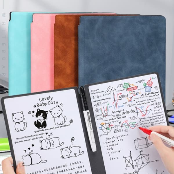 A4 Whiteboard Notatbok Slettbar Whiteboard Utkast LYSEBLÅ Light Blue