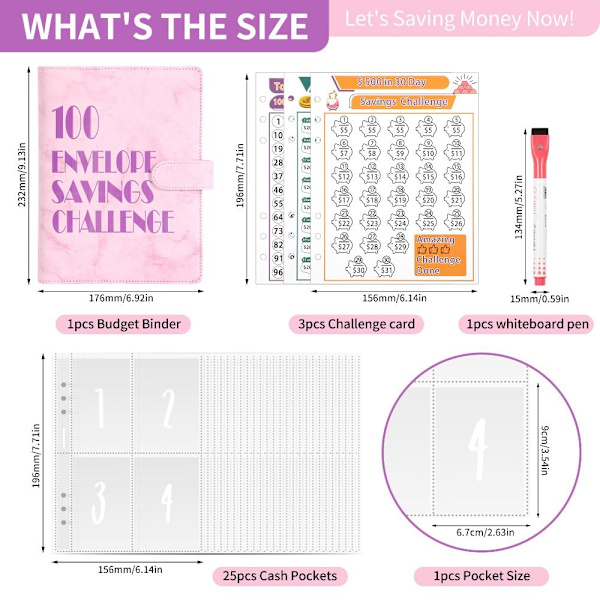 100 Days Savings Challenge Saving Challenge Binder PINK Pink