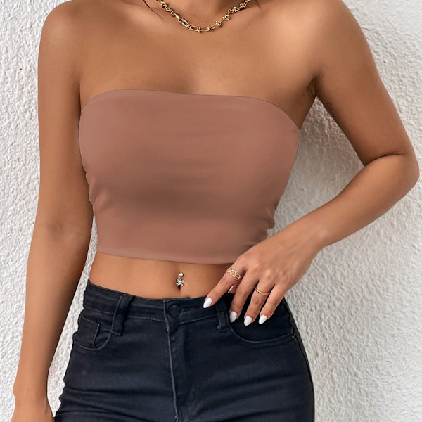 Off Shoulder Crop Tube Top Basic Bröst Wrap RÖD M red M