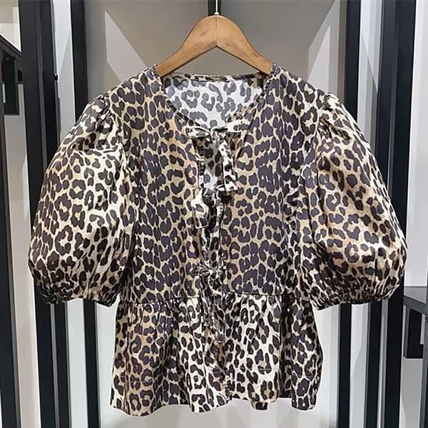 Leopardtrykket skjorte, kort erme, topper LEOPARDTRYKK M Leopard Print M