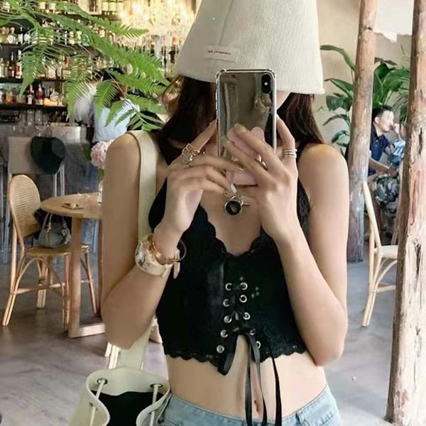 Naisten Crop Topit Pitsi Camisole-liivi 2 2 2
