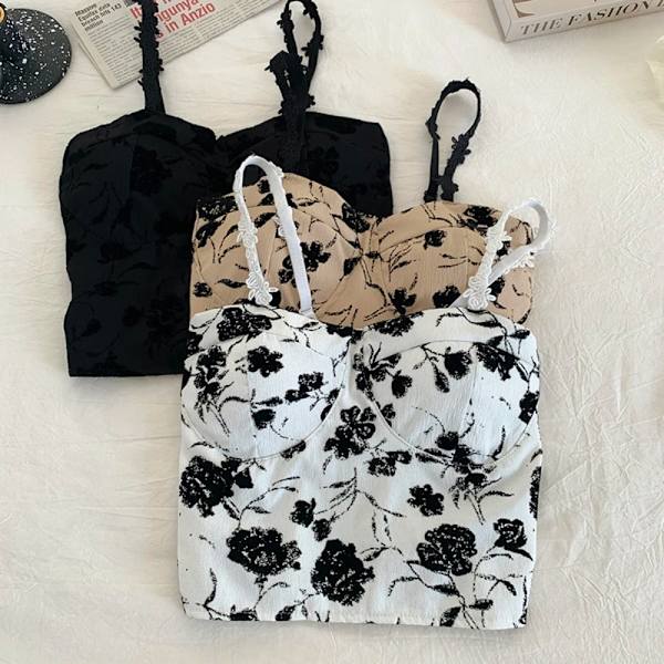Crop Tops Print Tank Topit KHAKI khaki