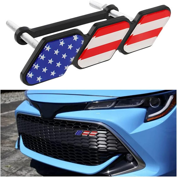 Tri-Color Grille Decor Badge American Flag Pattern Bilemblem Colorful