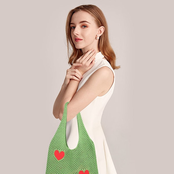 Strikkede håndvesker Heklet Tote Bag APRIKOS Apricot