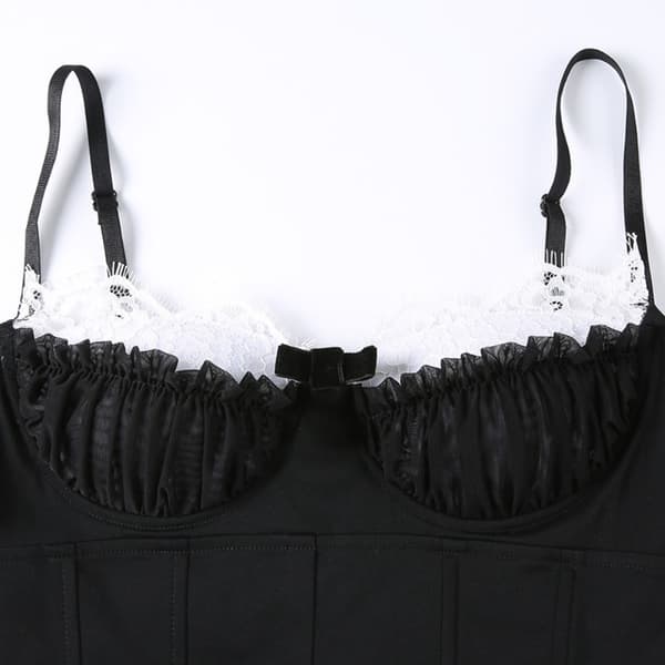 Dame Top Sløjfe Stropløs Camisole SORT M Black M