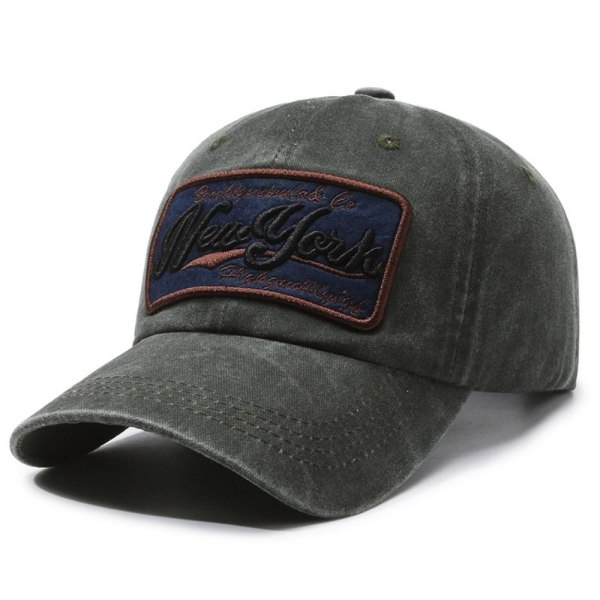 Broderi Baseball Kepsar Distressed Faded Hats ARMY GREEN army green