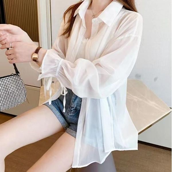 Damebluse Chiffonbluse HVID M White M