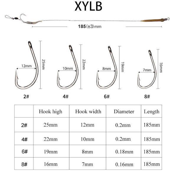 6-8 st Karpfiske Färdiga Krokledare Karpfiskekrokar 6pcs XYLB-4