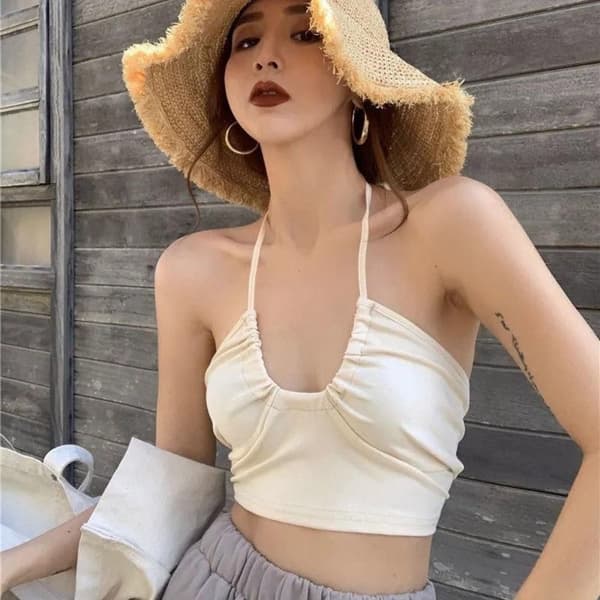 Haltertopp Crop Top HVIT M White M