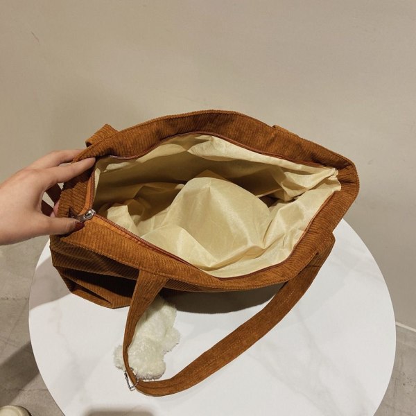 Myk cordfløyelveske Dame Canvas Håndveske BRUN brown