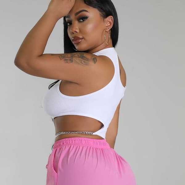 Ærmeløs Crop Top med Stropper, SORT S black S