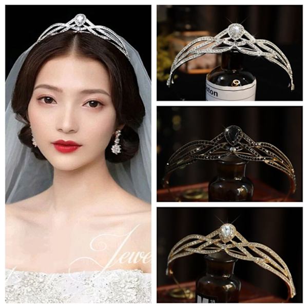 Hårbånd Brude Tiaras Krone SORT Black