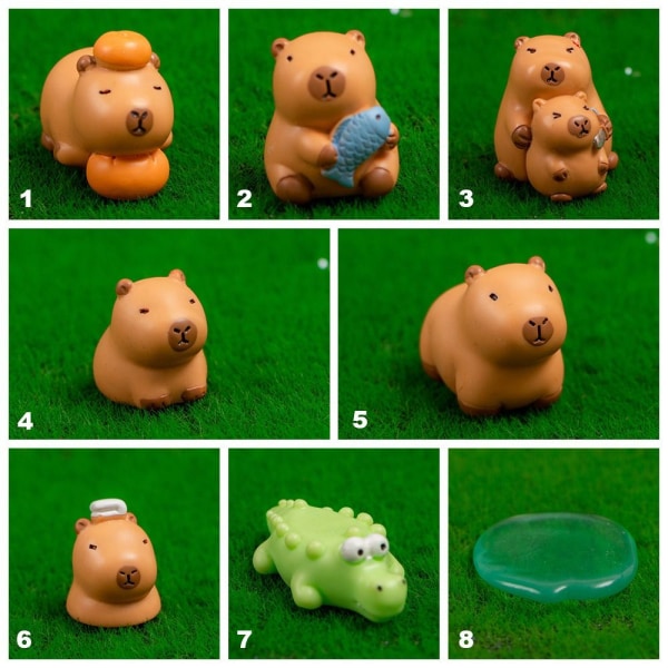 Tegneserie Capybara Statue Miniatyr Capybara figurer 3 3 3