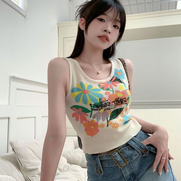 Crop Topper Vest T-skjorter APRIKOS Apricot