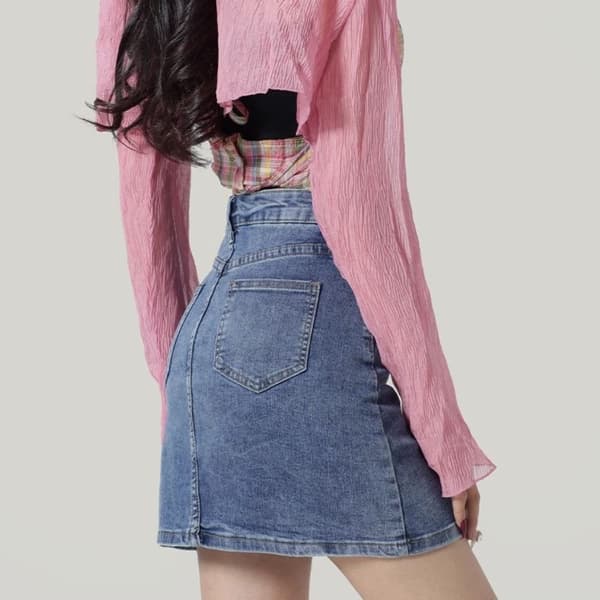 Denimnederdel Jeansnederdele BLÅ M Blue M