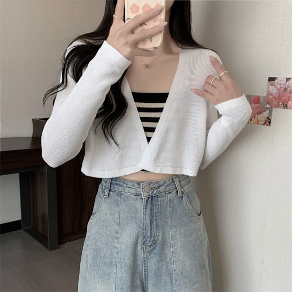 Strikket cardigan strikoverdele HVID White