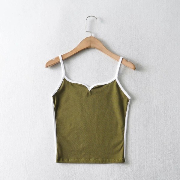 Summer Contrast Top Chicken Heart Collar Suspenders GREEN S Green S