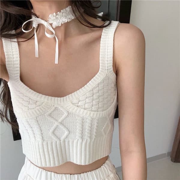 Neulottu Sling Toppi VALKOINEN White