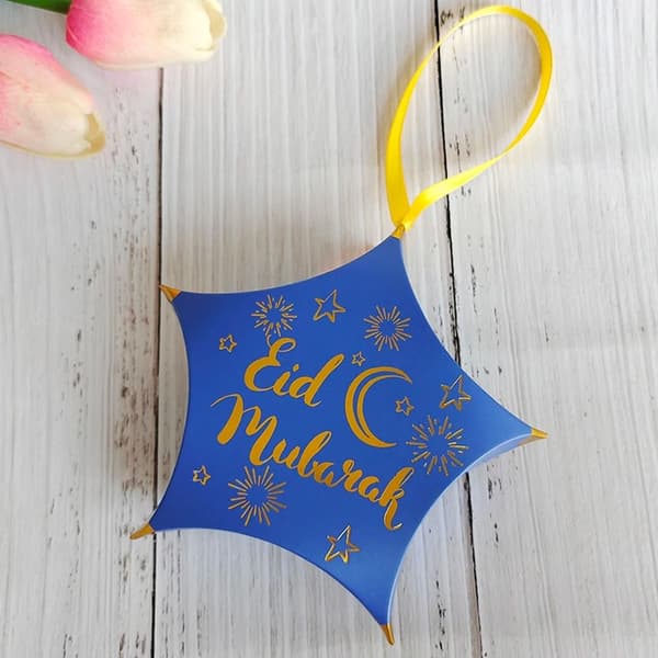 10 st Eid Mubarak Godis- och Chokladaskar Presentförpackning Blå Blue