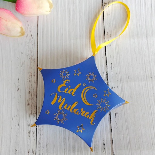 10 stk Eid Mubarak Candy Chokoladeæsker Gavepakke BLÅ Blue