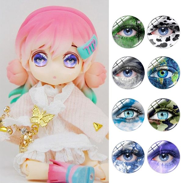 20 st printed glascabochoner Swirl glascabochoner 16MMCOLOR 16mmColor random