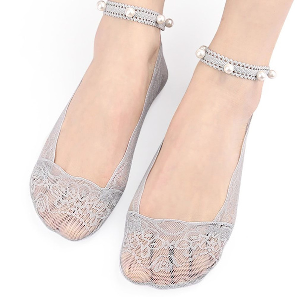 Pärlspetsstrumpor Hollow Lace Båtstrumpor 3 3 3