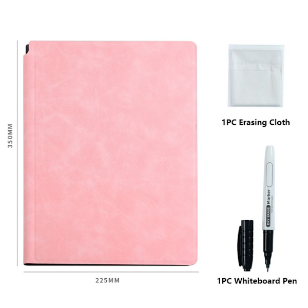 A4 Whiteboard Notebook Slettbar Whiteboard Draft ROSA Pink