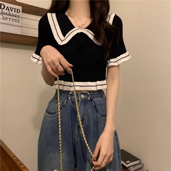 Crop Top Dame Top SORT Black