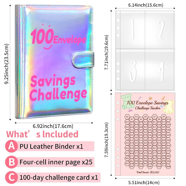 100 Days Savings Challenge Savings Money Binder SININEN Blue