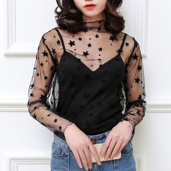 T-shirt toppe se gennem bluse 6 6 6