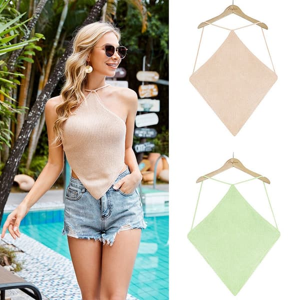Strikket Camisole til Kvinder Croptop SORT M Black M