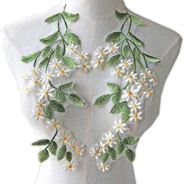 Grønne blader Blomster blonder applikasjoner broderi trelapper